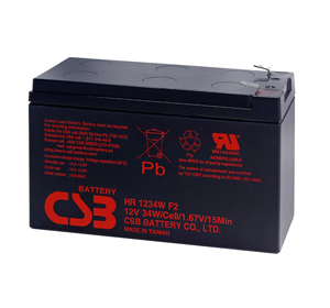 CSB HR1234W, F2 Battery 12V 9Ah (12V 34W/Cell/1.67V/15Min)